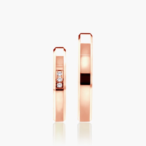 Obrączki ślubne: różowe złoto, z fazą, 3 mm